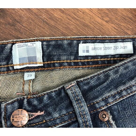 SALT Mercer Street Distressed Zip Bootcut Jeans Y2K 29x33 Long NWT New - Picture 7 of 8